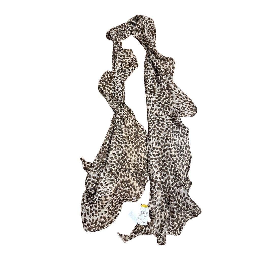 NWT NEW Talbots 100% Silk Leopard PRINT LIGHTWEIGHT Scarf 64” Long